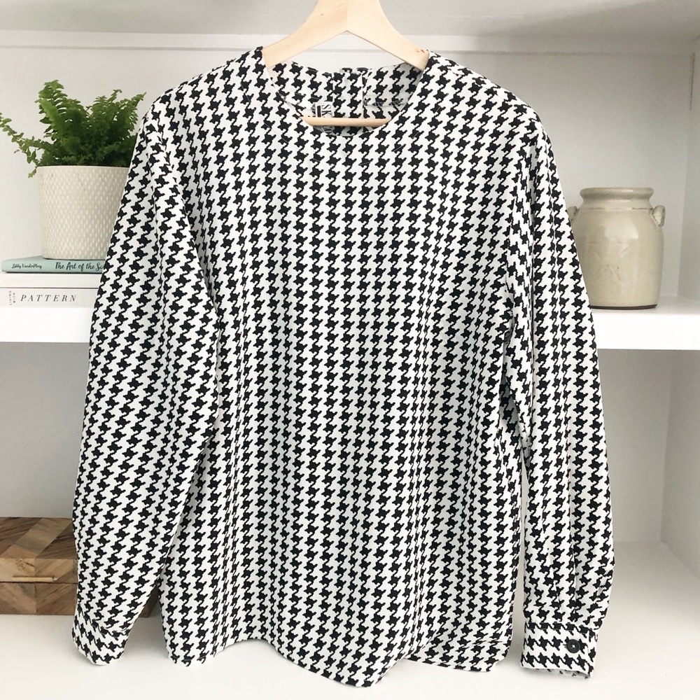 Vintage SK & Company Houndstooth Blouse